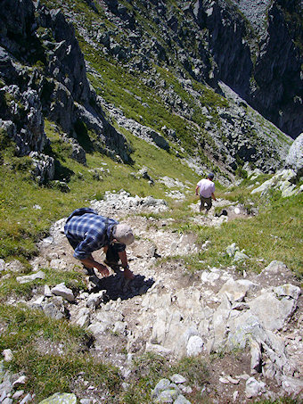 Descente du couloir sous l'arête de la Pointe de Rognier