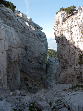 Chamechaude, sortie du couloir cheminée Ouest