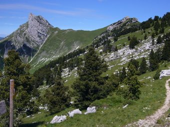 Le Roc, le Col et le Piton de Bellefond vu du Pas de Rocheplane