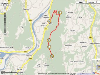 Itinéraire d'accès à la randonnée du Belvédère du Recorba dans Google Map