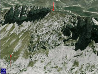 Arête du Gerbier, vue 3D réalisée avec IGN Geoportail