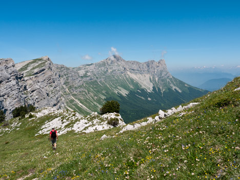 Face aux falaises des Rochers de la Balme, des Moucherolles