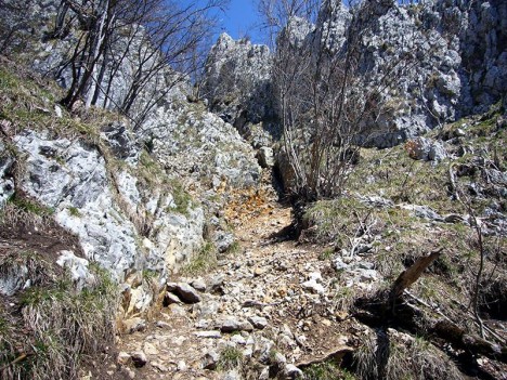 Couloir d'accès à la voie normale de la Dent du Chat