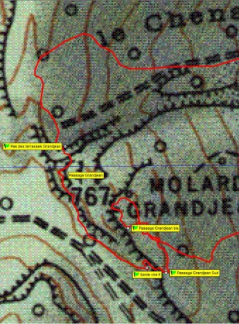 Croquis de la trace relevée et des principaux points du Molard Grandjean