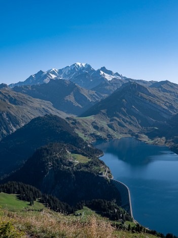Le Mont Blanc et le Barrage de Roselend, sept. 2019