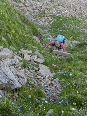 Raide couloir dans le versant W