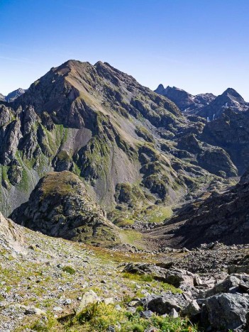 Vue d'ensemble de la descente vers le Vallon du Mercier