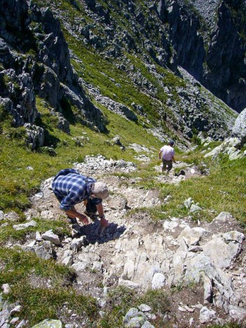 Descente du couloir sous l'arête de la Pointe de Rognier