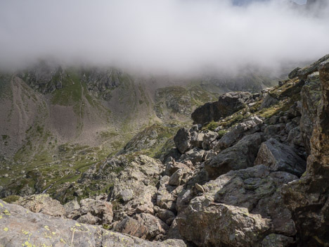 Descente du chaos rocheux vers le Vallon du Mercier