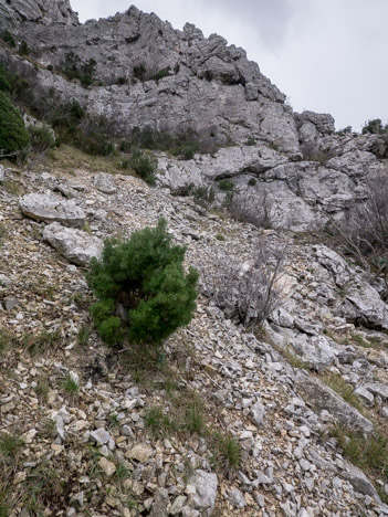 La vire, passage clé de la descente, rive droite du Vallon Mestrallet