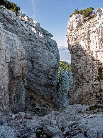 Chamechaude, sortie du couloir cheminée Ouest