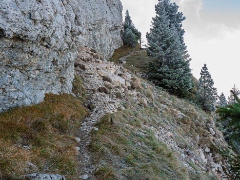 Éboulement sur le sangle du Jardin de Chamechaude