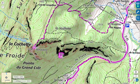 Carte IGN : La Cochette - la Vuillette, sept. 2022