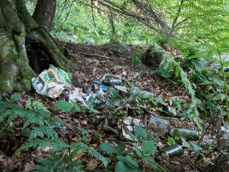 Loin de tout, une poubelle abandonnée