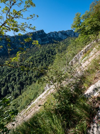 Dalle en cul de sac du sentier du versant Sud-Est, août 2023