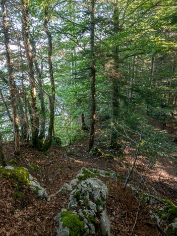 Passage rocheux sur la crête de la Pointe du Frou, août 2023