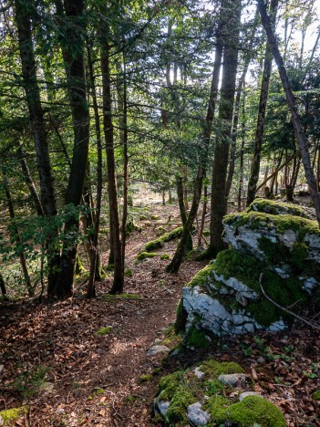 Passage de la traversée des crêtes des Rochers du Frou, sept. 2023