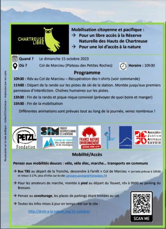 Collectif Chartreuse, journée de mobilisation le 15 octobre 2023, oct. 2023