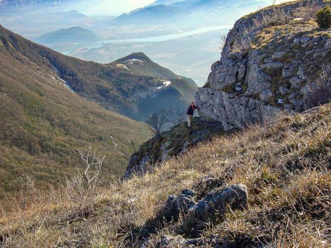 Bruno sur la vire qui conduit à la brèche