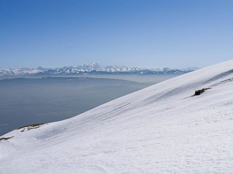Descente du Crêt de la Goutte, le Mont Blanc