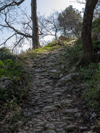 Chemin pavé au dessus de Maubec