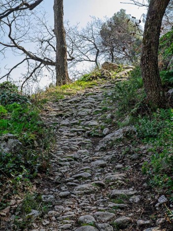 Chemin pavé au dessus de Maubec