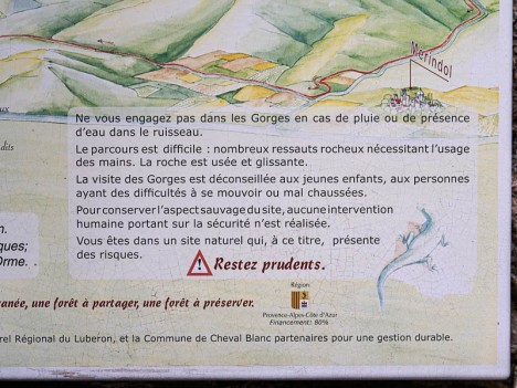 Gorges de Régalon, avertissement