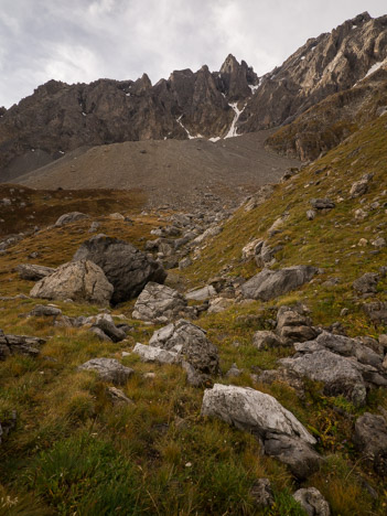Moraine du Glacier de la Clapière, le Grand Galibier