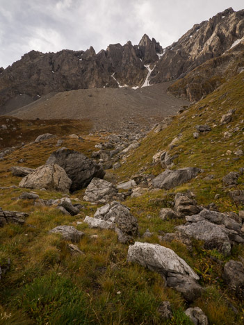 Moraine du Glacier de la Clapière, le Grand Galibier