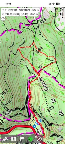 Reconnaissance du Bois de la Garde, capture d’écran AlpineQuest