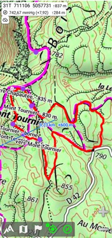 Trace téléchargée ouverte et affichée dans AlpineQuest