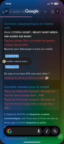 Scan direct du QR Code de la page affichée sur le smartphone