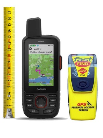 Le Garmin GPSMAP® 67i Reach et à droite le balise Fast Find 220