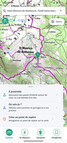 Écran d'accueil de l'application Cartes IGN
