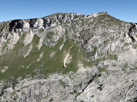 Arête du Gerbier, vue 3D réalisée avec Google Earth