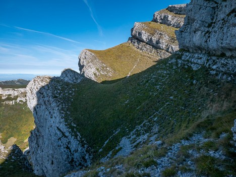 Roc de Toulau, vire Ouest vers le Nord, oct. 2020