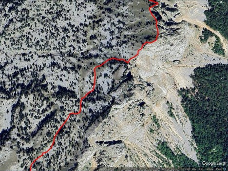 Rochers du Parquet, réseau de failles – image Google Earth